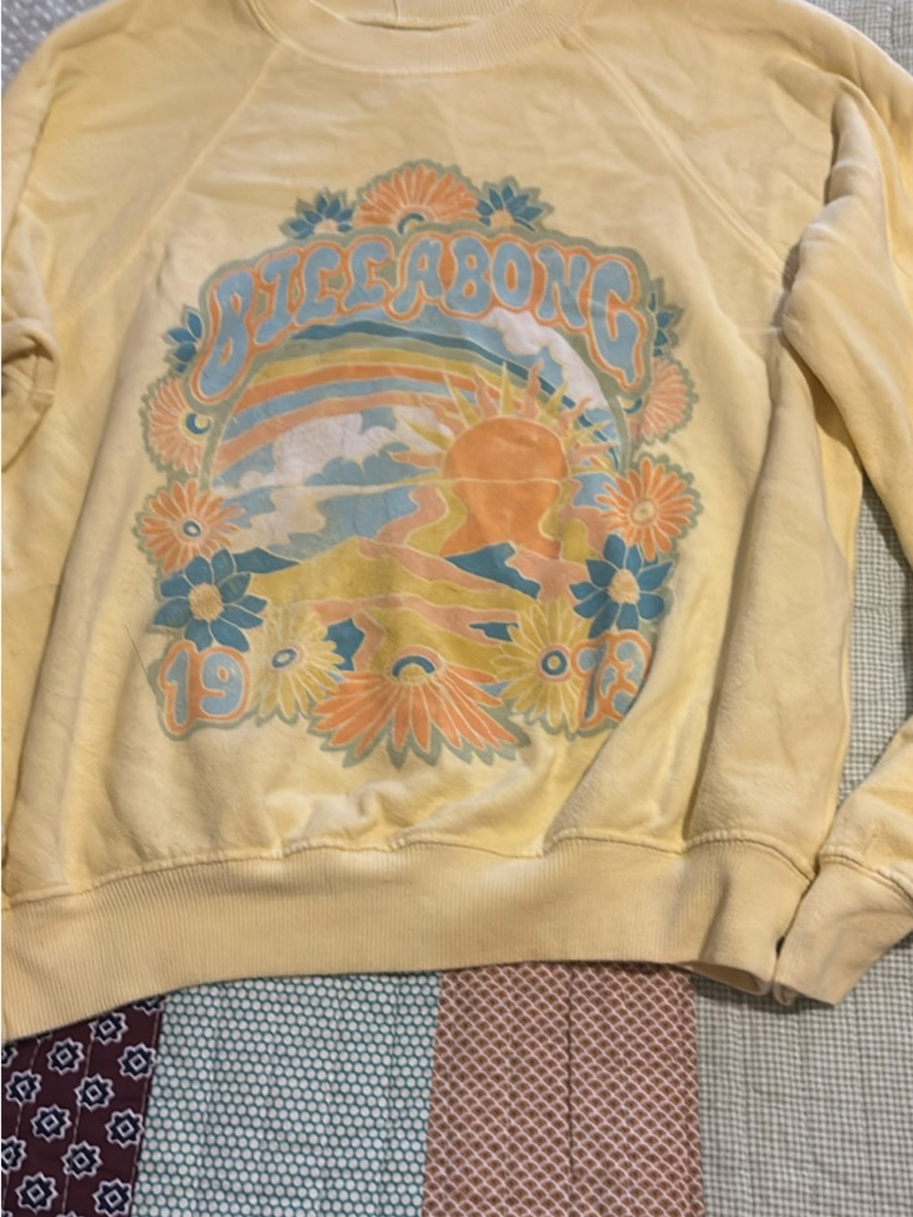 Billabong Yellow Pastel Retro Sunburst Graphic Sweatshirt